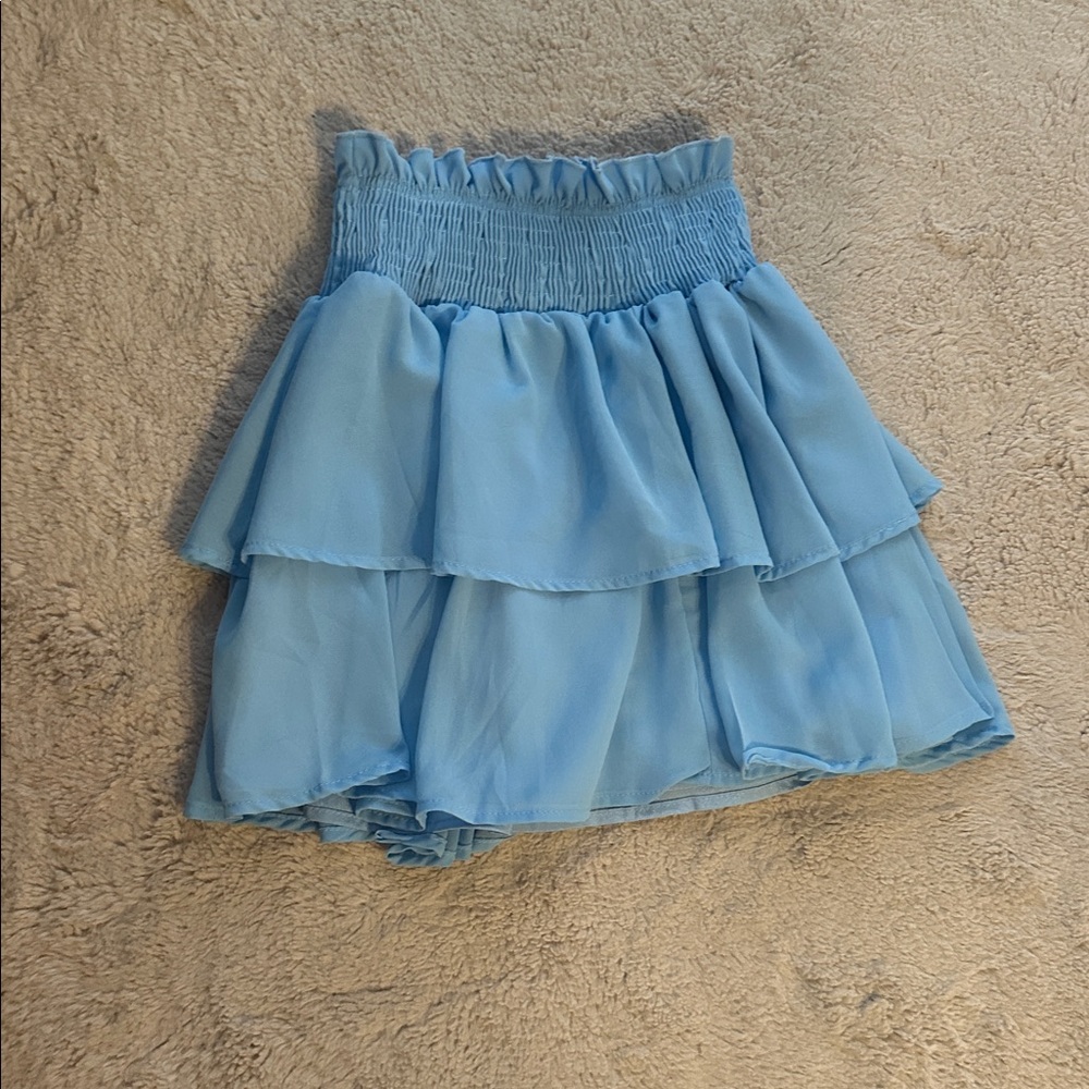SHEIN Light Blue Ruffled Skirt - Picture 2 of 3